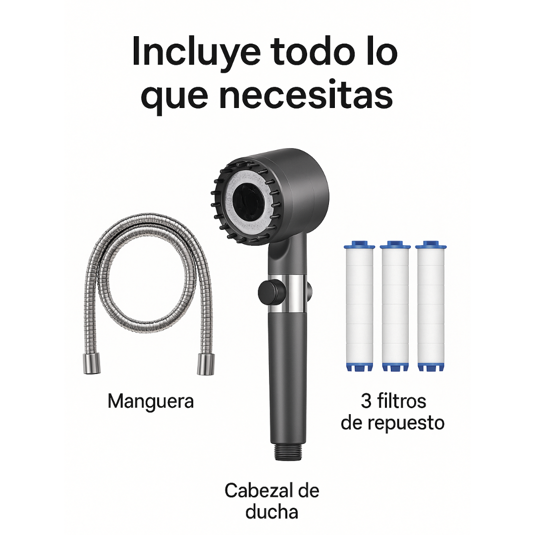 Cabezal de ducha de Alta Presión + 3 Filtros